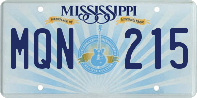 MS license plate MQN215