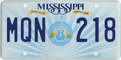 MS license plate MQN218