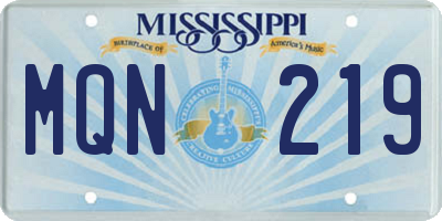 MS license plate MQN219