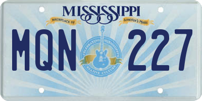 MS license plate MQN227