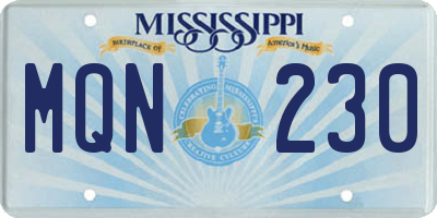 MS license plate MQN230