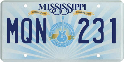MS license plate MQN231