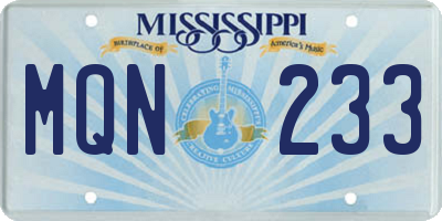 MS license plate MQN233