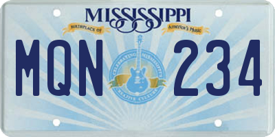 MS license plate MQN234