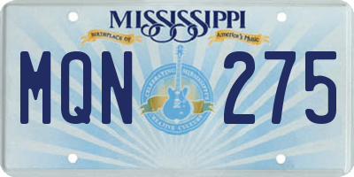 MS license plate MQN275
