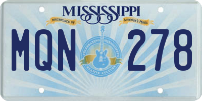 MS license plate MQN278