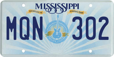 MS license plate MQN302