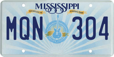 MS license plate MQN304