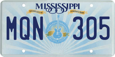 MS license plate MQN305