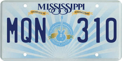 MS license plate MQN310