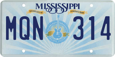 MS license plate MQN314