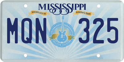 MS license plate MQN325