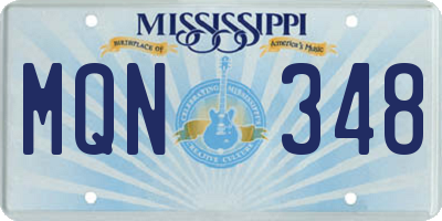 MS license plate MQN348