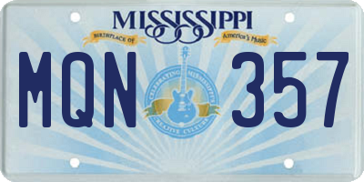 MS license plate MQN357