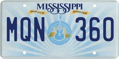 MS license plate MQN360
