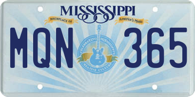 MS license plate MQN365