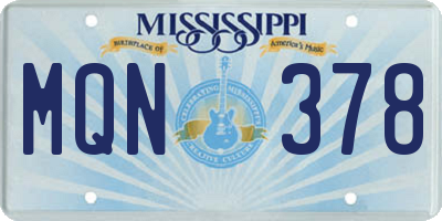 MS license plate MQN378