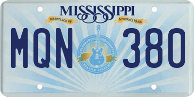 MS license plate MQN380