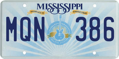 MS license plate MQN386