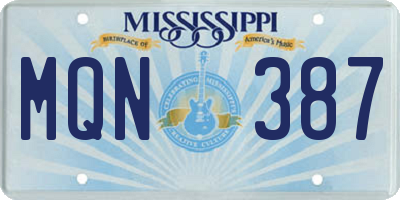 MS license plate MQN387