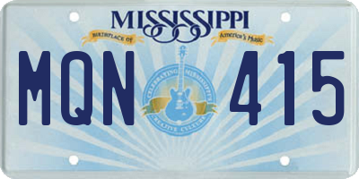 MS license plate MQN415
