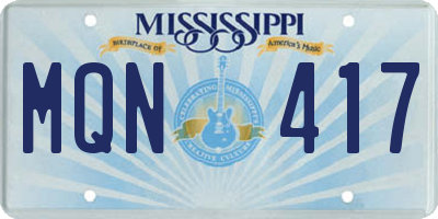 MS license plate MQN417