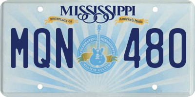 MS license plate MQN480