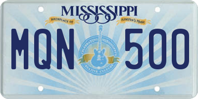MS license plate MQN500