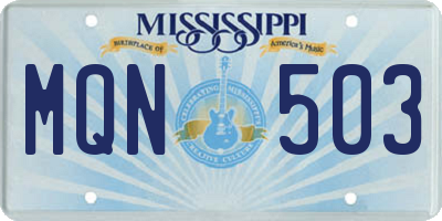 MS license plate MQN503