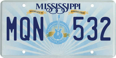 MS license plate MQN532