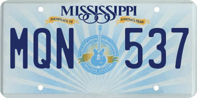 MS license plate MQN537