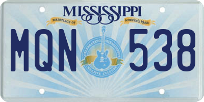 MS license plate MQN538
