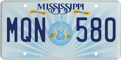 MS license plate MQN580