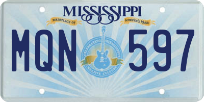MS license plate MQN597