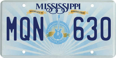 MS license plate MQN630