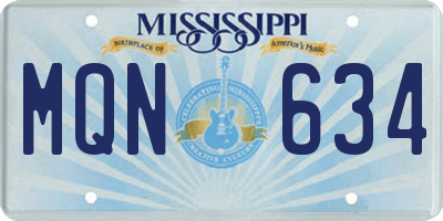 MS license plate MQN634