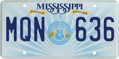 MS license plate MQN636