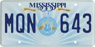 MS license plate MQN643
