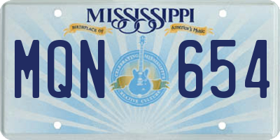 MS license plate MQN654