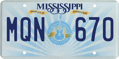 MS license plate MQN670
