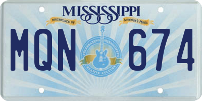 MS license plate MQN674