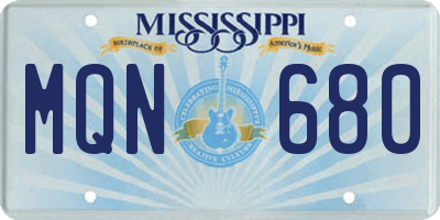 MS license plate MQN680