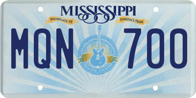 MS license plate MQN700