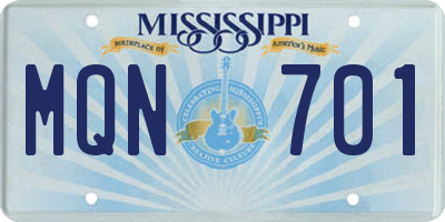 MS license plate MQN701