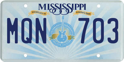 MS license plate MQN703