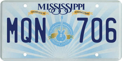 MS license plate MQN706