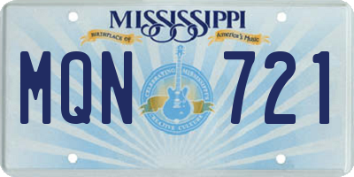 MS license plate MQN721