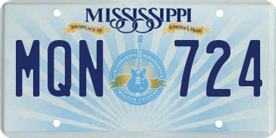 MS license plate MQN724