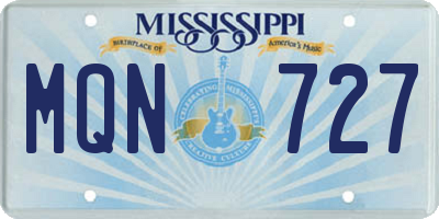 MS license plate MQN727