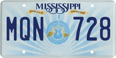MS license plate MQN728